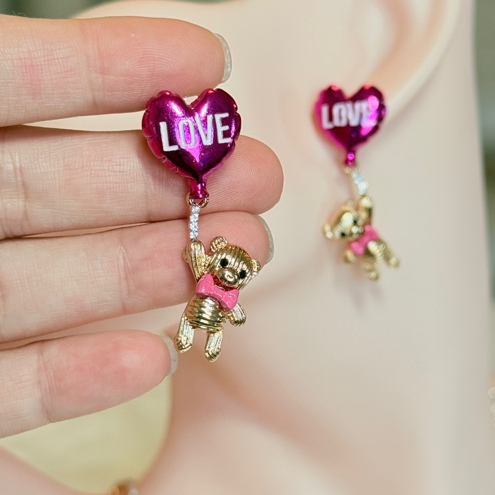 ⚜️Cute  Earrings with Teddy Bear Charm - Picture 6 of 8